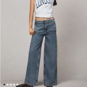 Pilcro Anthropologie Pull-On High Rise Wide-Leg Track Jean
